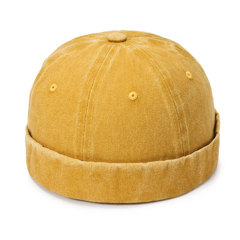 Men's Retro Brimless Hat Skull cap Sailor Cap Beanie Rolled Cuff Adjustable*