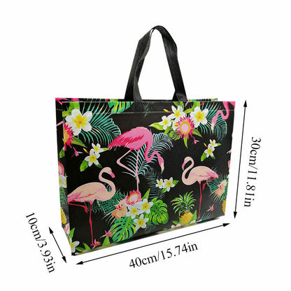 Reusable Shopping Bag Pouch Travel Flamingo Printed Non-woven Fabric Folding Bag