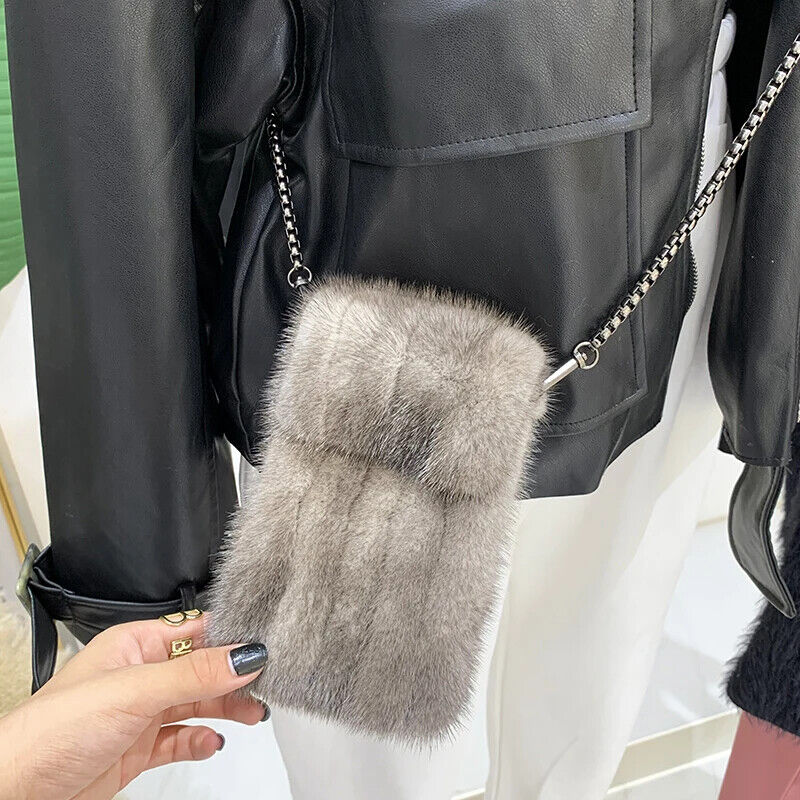 100% Real Bag Crossbody Bags Women Plush Purses and Handbags Shoulder Bag Girls