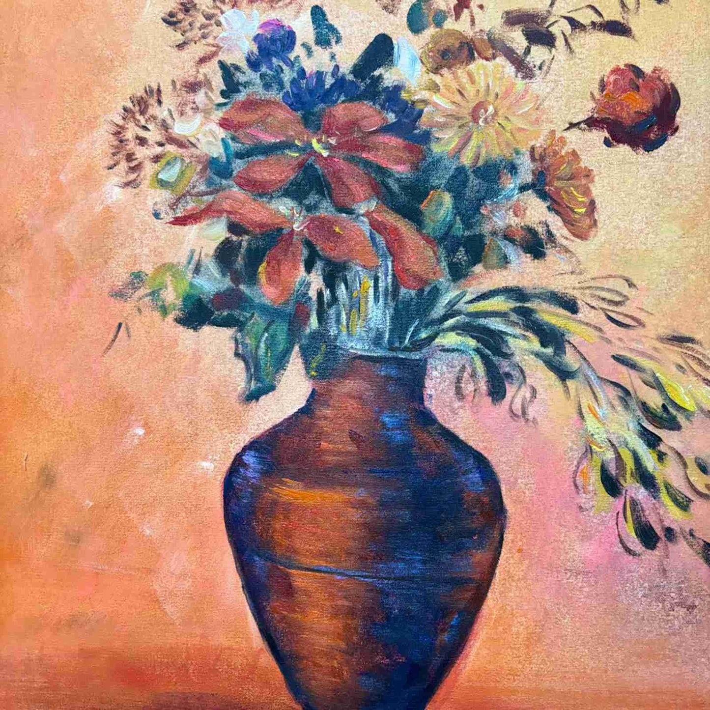 Chinese Hand Painted Canvas Oil Painting Flowers&plants By Chang Yu 常玉 30246