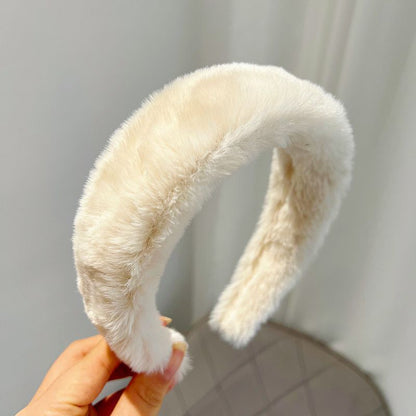 Women Headband Luxurious Faux Fur Crystal Hairband Casual Adult Hair Accessories