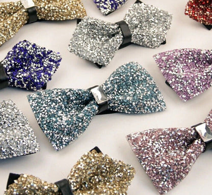 Men Bowtie Diamond Luxury Crystal Gem Tie Fashion Wedding Party Neckwear Banquet