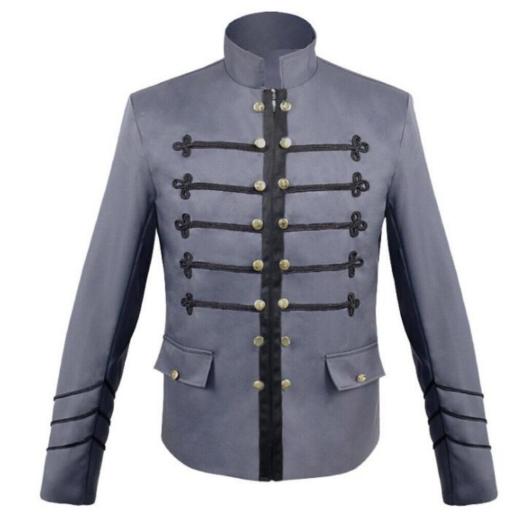 Men's Gothic Steampunk Blazer Jacket Stand Collar Long sleeve Slim Fit Cosplay