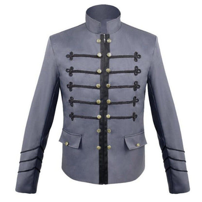 Men's Gothic Steampunk Blazer Jacket Stand Collar Long sleeve Slim Fit Cosplay