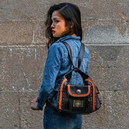 Celela Concealed Carry Embroidered Concho Studs Women Hobo Shoulder Bags Handbag