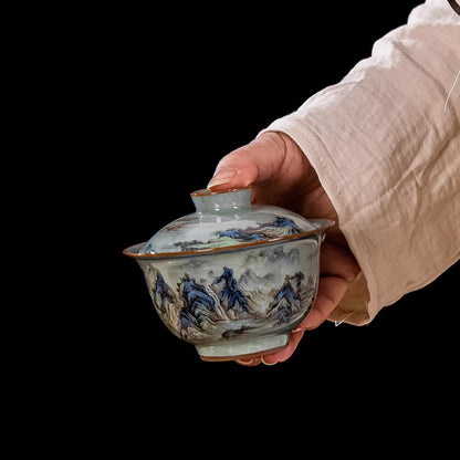 160ml Jingdezhen Ceramics Gaiwan Blue and White Tea Bowl Household Kungfu Teacup