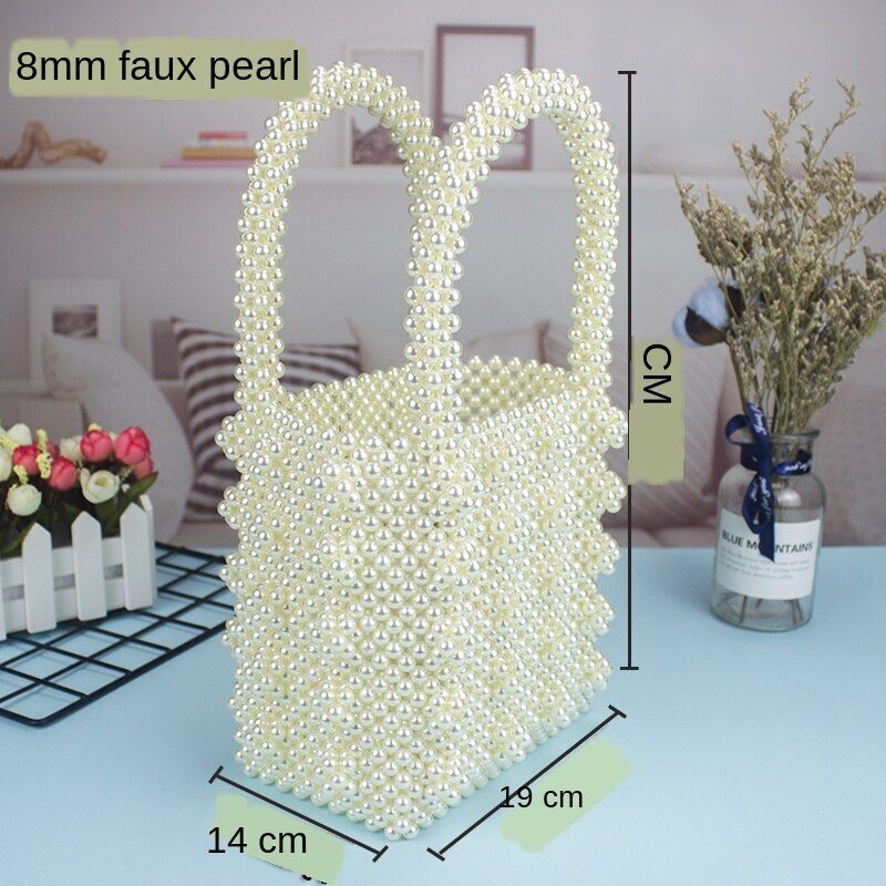 Mini Pearl Small Messenger Bag Summer Pearl Purse Handmade Beaded Phone Pouch