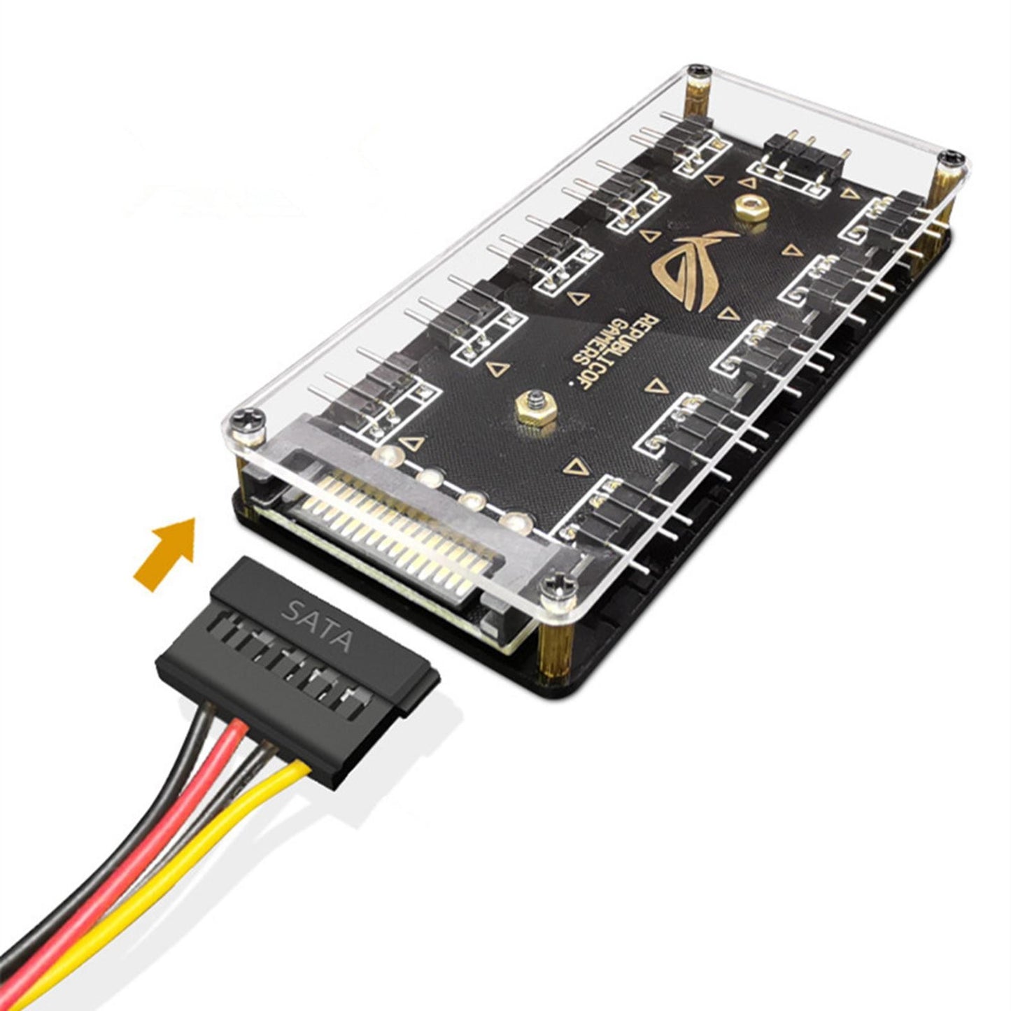 5V 3-Pin RGB 10 Hub Splitter SATA Power 3pin ARGB Adapter Extension Cable A