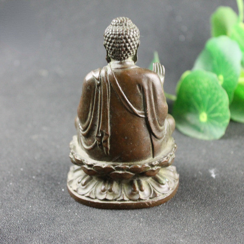Copper Tathagata Buddha Statue Sculpture Retro Feng Shui Miniatures Figurines