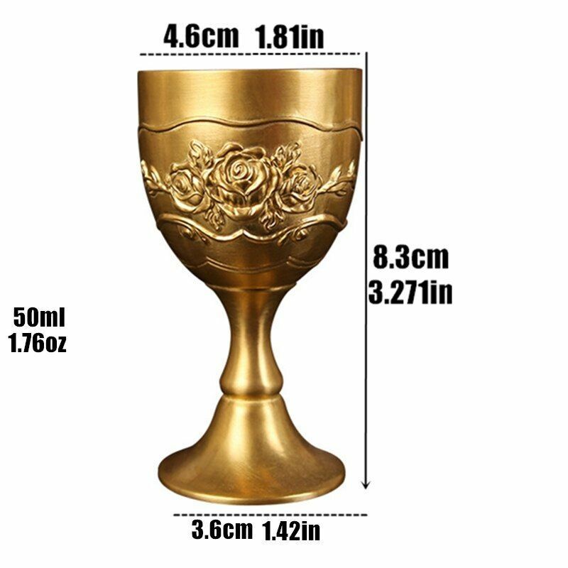 Mini Wine Glass Vodka Goblet Spirit Shot Cup Gold Ancient Tumbler Brass 50/100ml