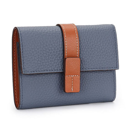 Coin Purse Short Wallets Trifold Money Bag Flap Snap Cowhide Card Holder Clutch