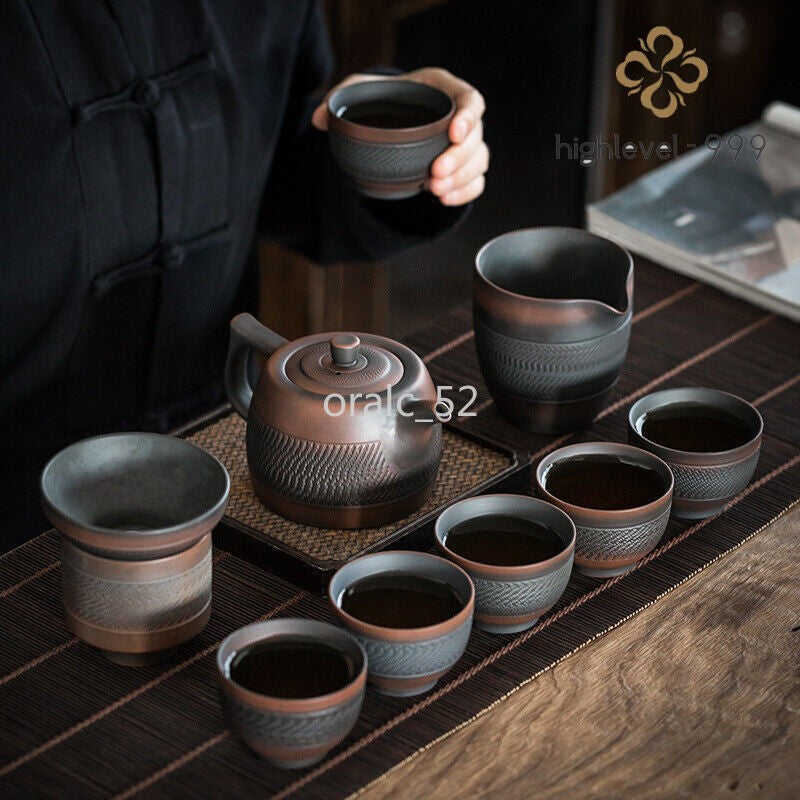 China Jianshui Purple Pottery tea set Retro Handmade tea pot cup bowl filter set