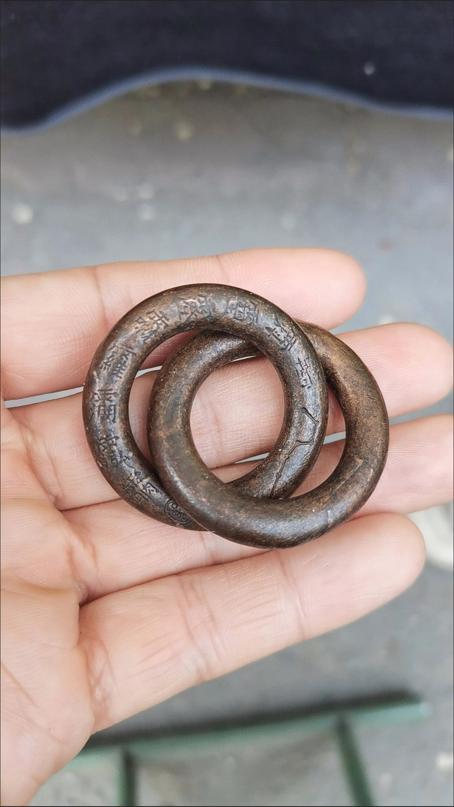 Solid Qiankun Circle Pendant Yin Yang Ring Nine-Word Mantra Carved Lucky Amulet