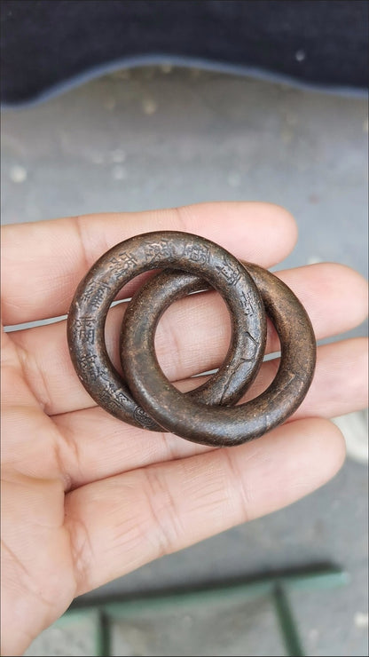 Solid Qiankun Circle Pendant Yin Yang Ring Nine-Word Mantra Carved Lucky Amulet