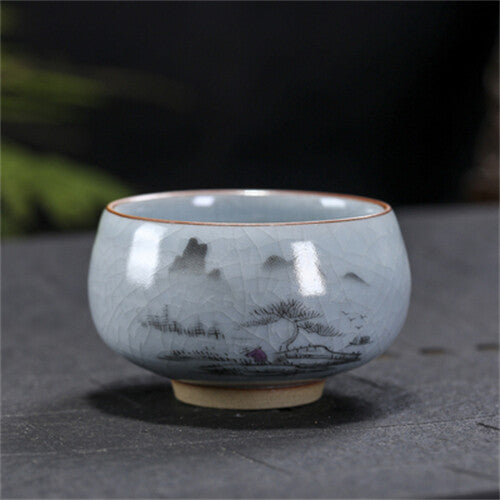 2pc 130ml Ruyao Cup Crackle Glaze Porcelain Cup of Tea Under Glaze Chinese Tea