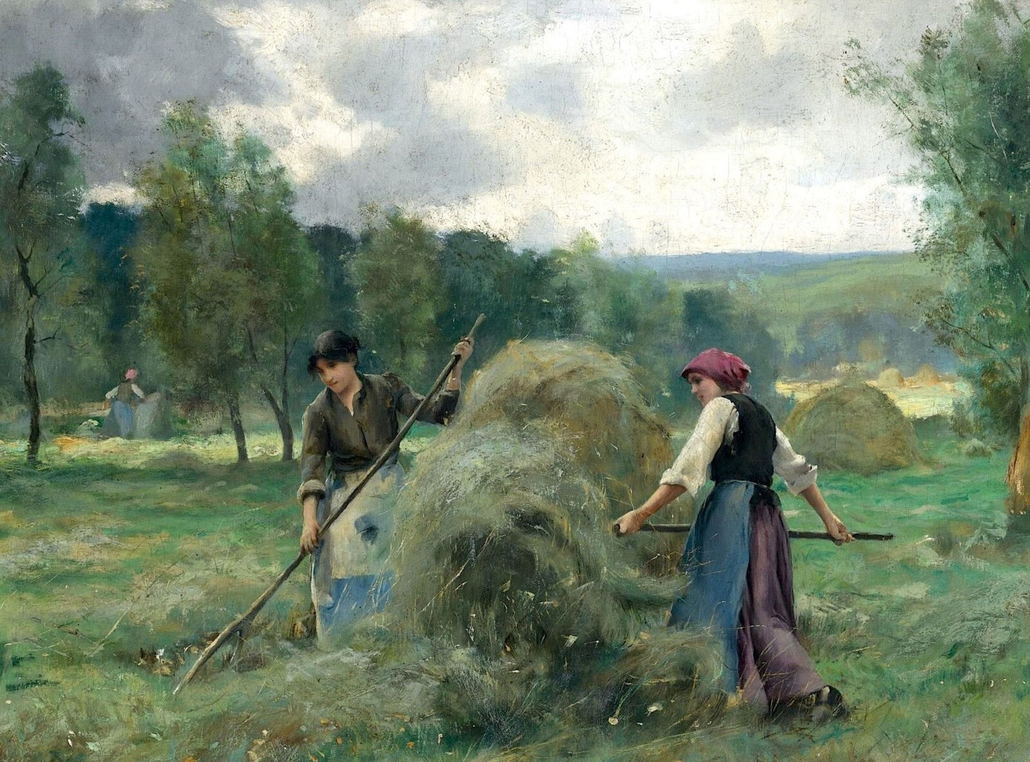 Dream-art Oil painting hardworking peasant woman Haymaking-Julien-Dupré canvas @