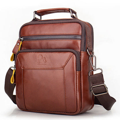 100% Genuine Leather Men's Sling Shoulder Bag Messenger Bag 8" Handbag Crossbody