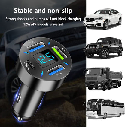 4 Port USB Type-C Fast Car Charger Adapter For iPhone Samsung Android Cell Phone