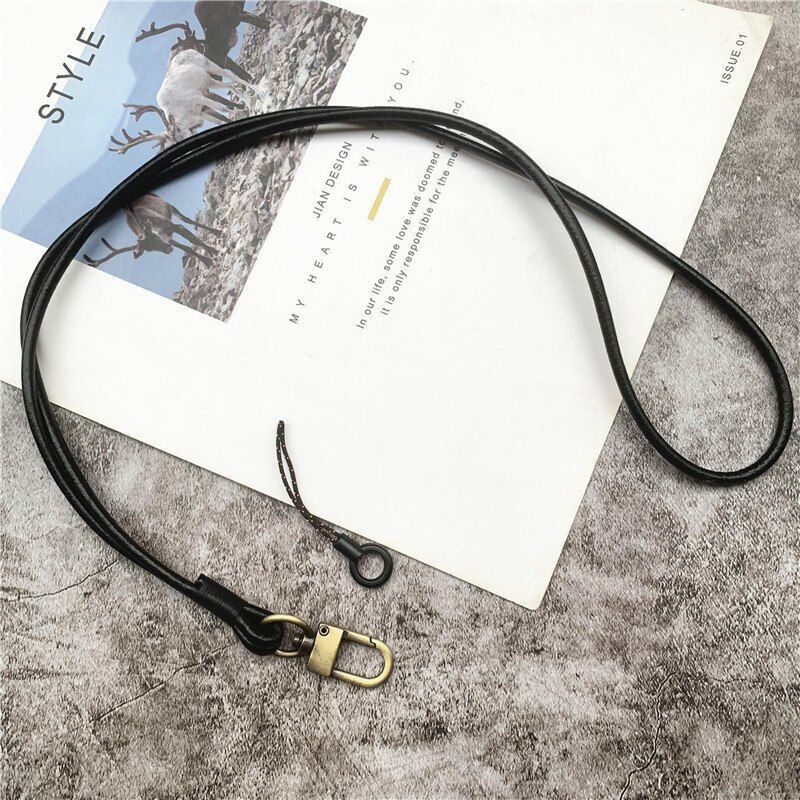 Mobile Phone Straps Cowhide Lanyards Key Leather Card Badge Neck Sling Band 50cm