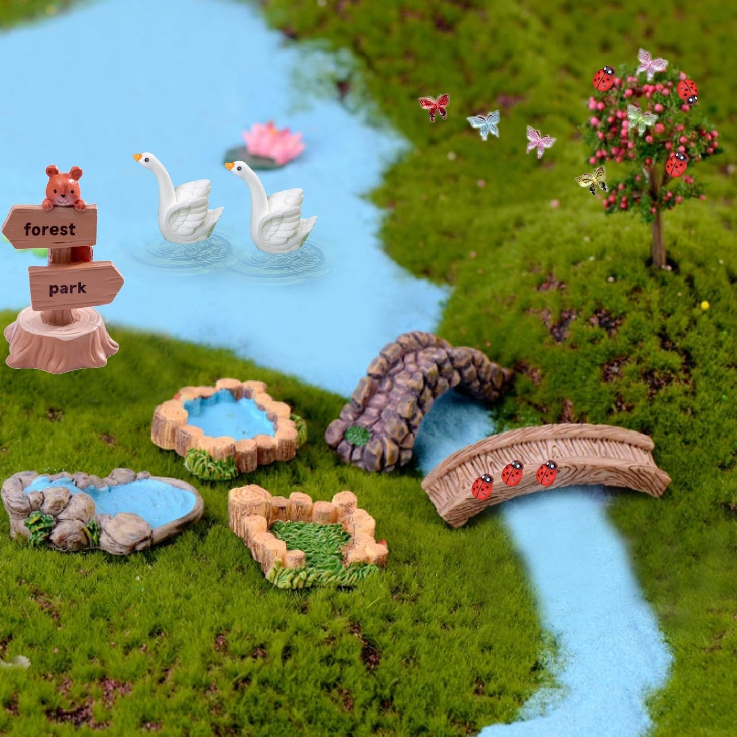 45 Pcs Resin Mini Garden Accessories - Miniature Landscape Decorations with Mini