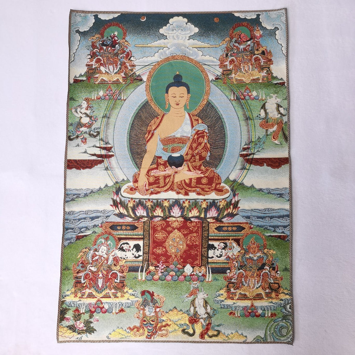 36" Tibet Tibetan Cloth Silk Sakyamuni Buddha 4 Dharma Protector Tangka Thangka