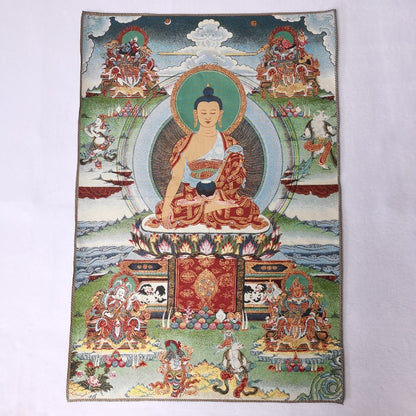 36" Tibet Tibetan Cloth Silk Sakyamuni Buddha 4 Dharma Protector Tangka Thangka