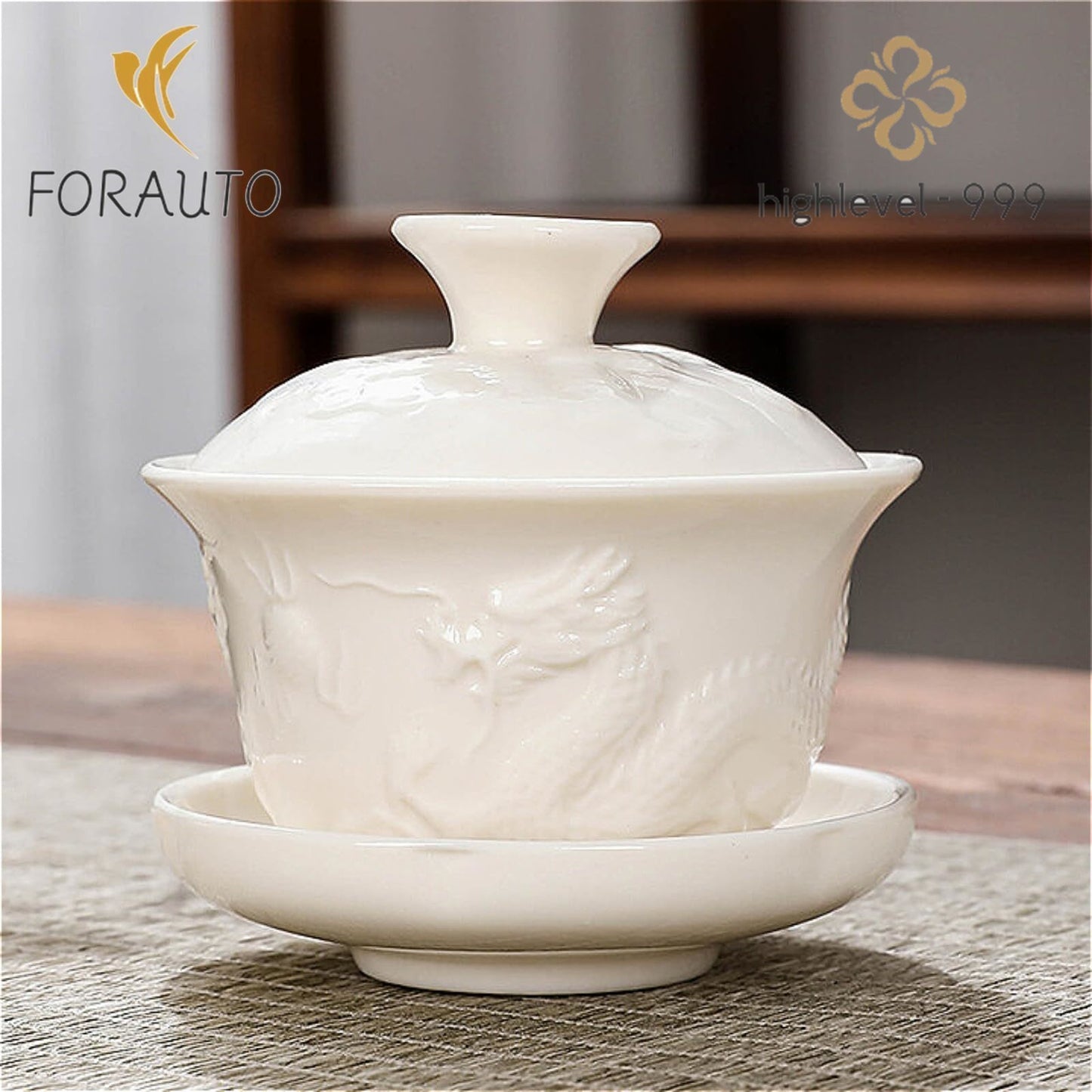 White Porcelain Gaiwan Tea Bowl Teacup 125ml 4.1oz Chinese Kungfu Tea Set