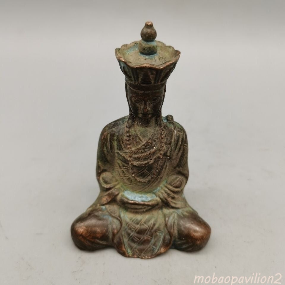 Collected Old Art Bronze Handmade Buddha Tang Monk Figure Statue Netsuke Tea Pet