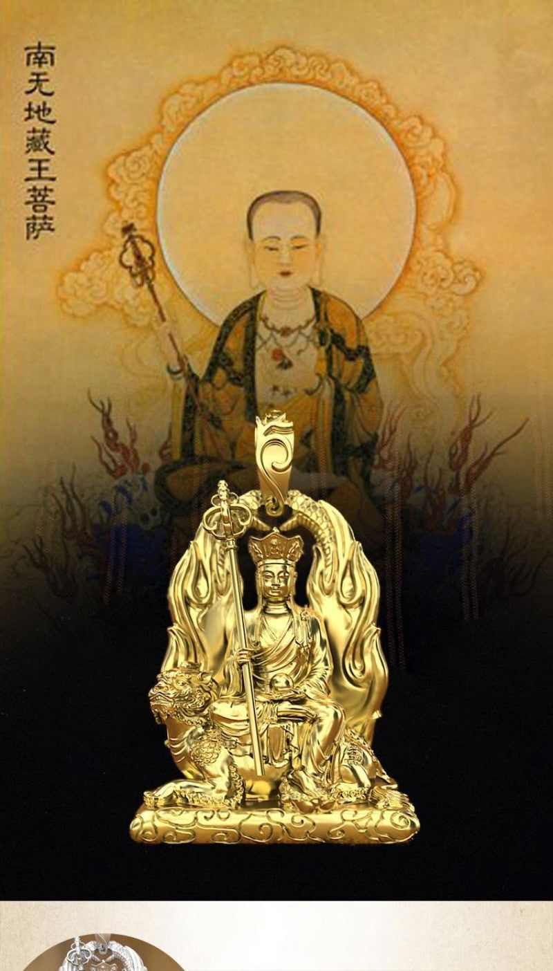 Master Ksitigarbha Bodhisattva Personal Guardian Buddha Pendant Mens Necklace