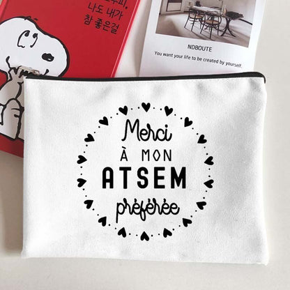 Canvas Makeup Bag White Cosmetic Beauty Organizer Toiletry Storage Pouch Purse