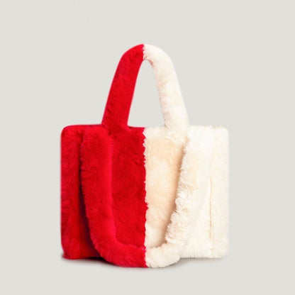Women's Bag Fur Lady Shoulder Handbag Plush Warm Winter Bags Women