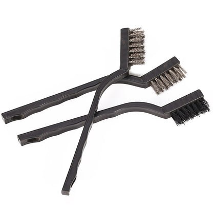 3* Steel Brush Set Small Cleaning Brushes Wire Rust Sparks Wheels Scrub 180mm I