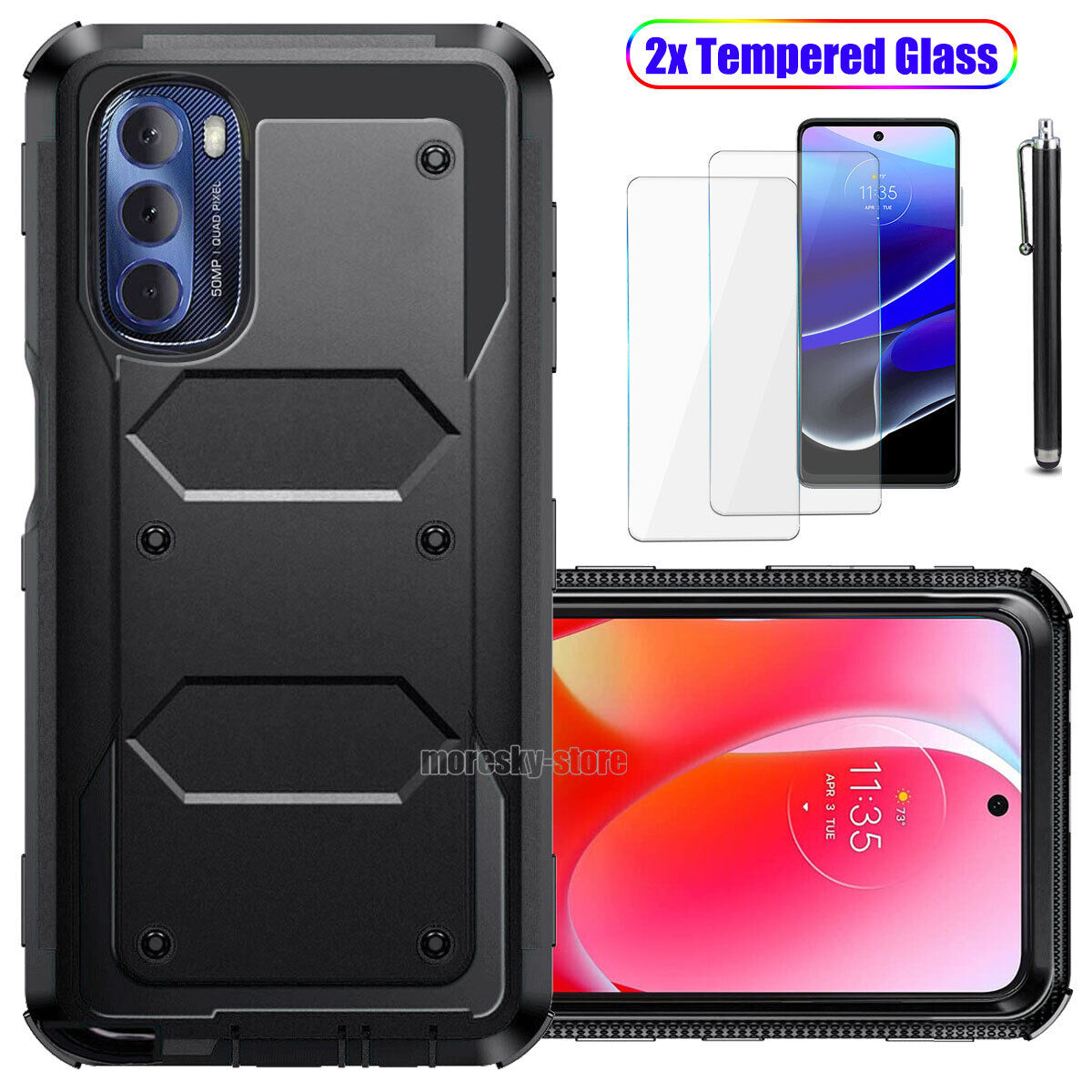 For Moto G Stylus (2022) Case Slim Shockproof Cover + Tempered Screen Protector