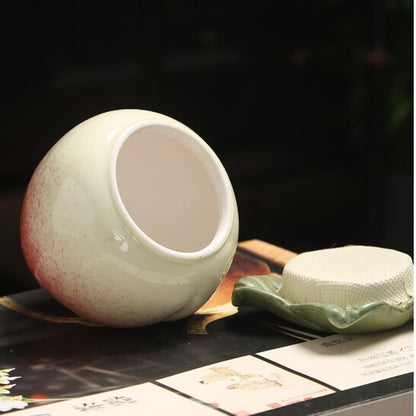 Creative Tea Caddy Small Size Peach Design Sealed Lid Canister For Loose Tea New