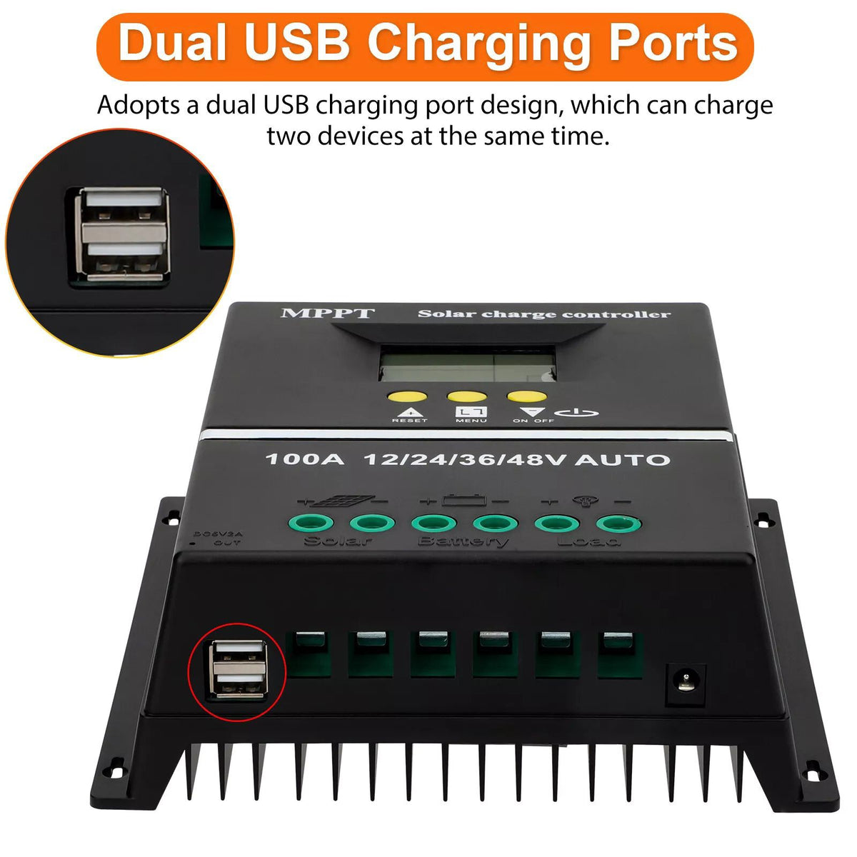 LCD Solar Charge Controller 4000W 100A MPPT Solar PV Regulators 12V/24V/36V/48V