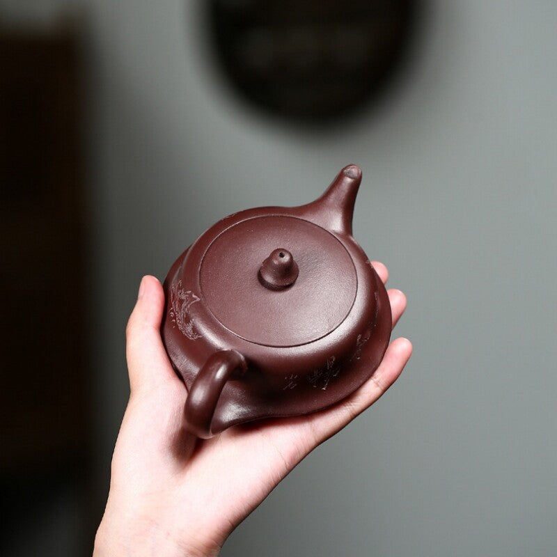sold at a loss handmade tea pot marked ball shaped infuser holes yixing zisha
