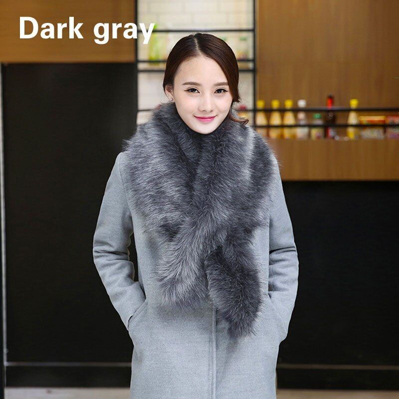 Women Scarves Winter Collar Cape Shawl Fashion Long Hair Wraps 115x19cm Faux Fur