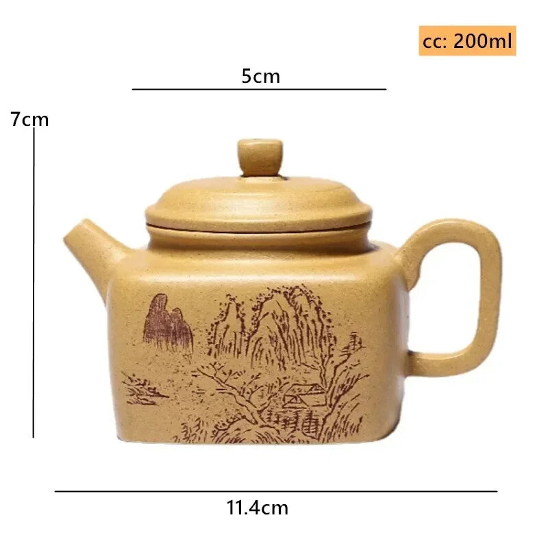 200ml Yixing Purple Clay Teapot Mud Square Filter Tea Pot High Zisha cup Kettle