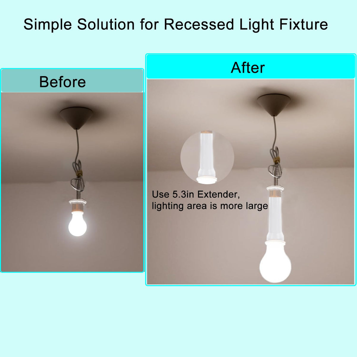 Light Socket Extender, E26/E27 Light Bulb Socket Extender Standard Medium Base,