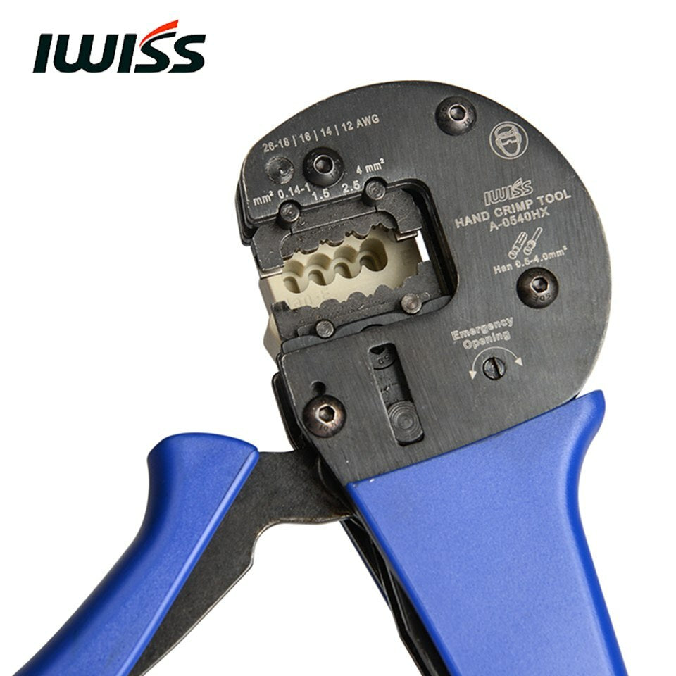 IWISS Hand Crimping Plier Tools A0540HX Crimper for 0.14mm2-4.0mm2 AWG26-12