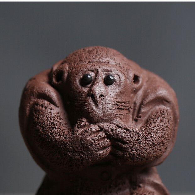 3pcs/lot Little Monkey Statue Home Table Decoration Lovely Zisha Tea Pet Mascot