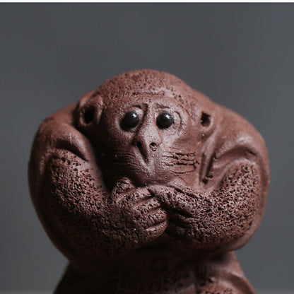 3pcs/lot Little Monkey Statue Home Table Decoration Lovely Zisha Tea Pet Mascot