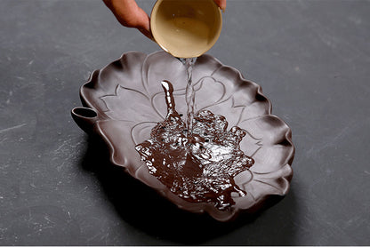 Reservoir Tea Tray Small Tea Plate Yixing Zisha Holder For Tea Set Lotus Design