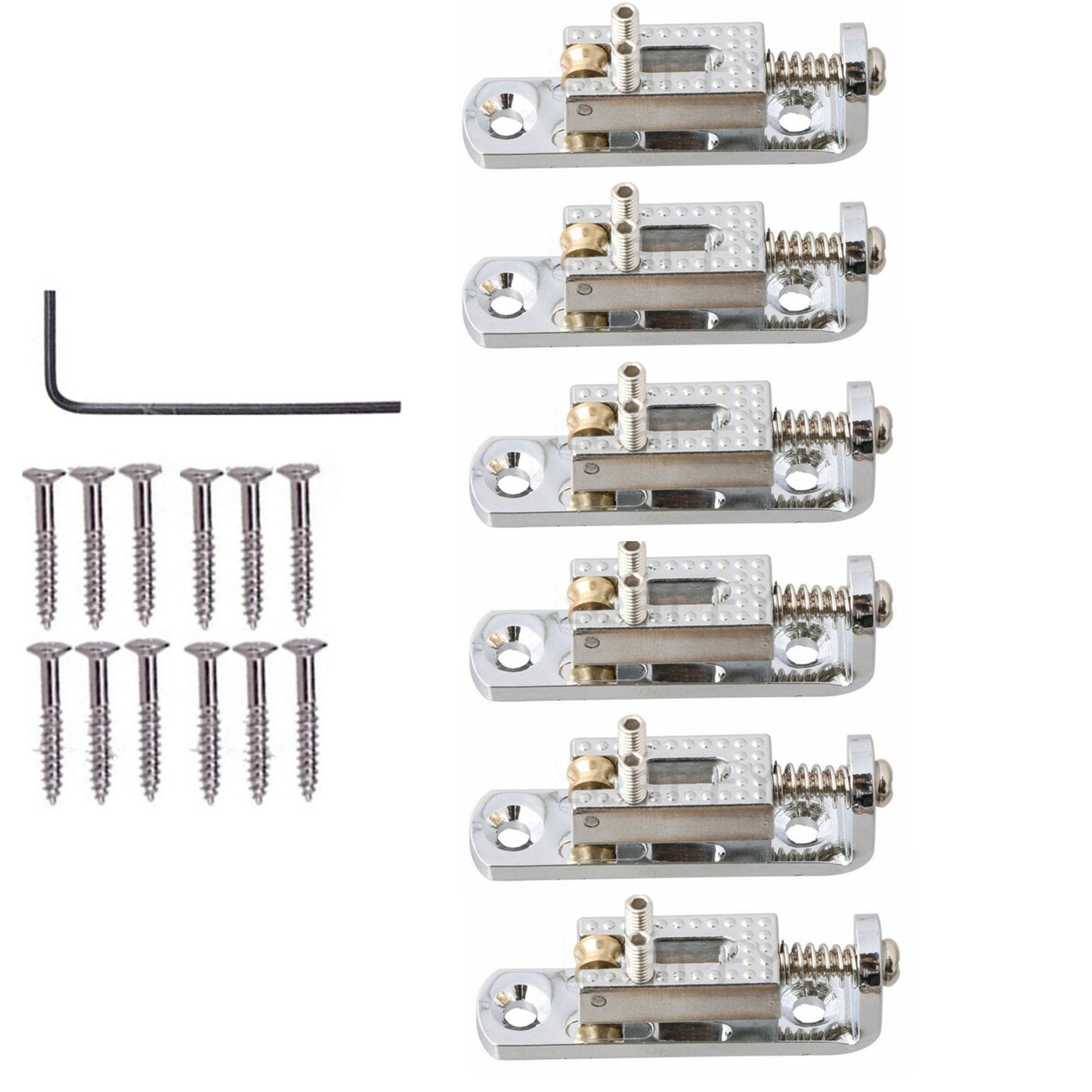 6Pack Alloy+Copper Single Roller 3-8 String Bridge For Guitar Cigar Box Banjo