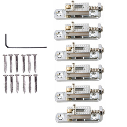 6Pack Alloy+Copper Single Roller 3-8 String Bridge For Guitar Cigar Box Banjo
