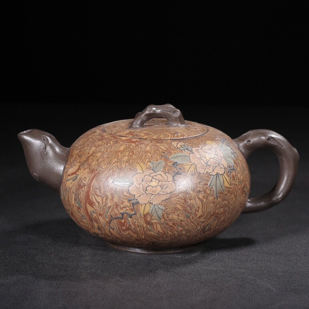 vintage chinese yixing purple clay teapot zisha ceremony pretty painted teaware