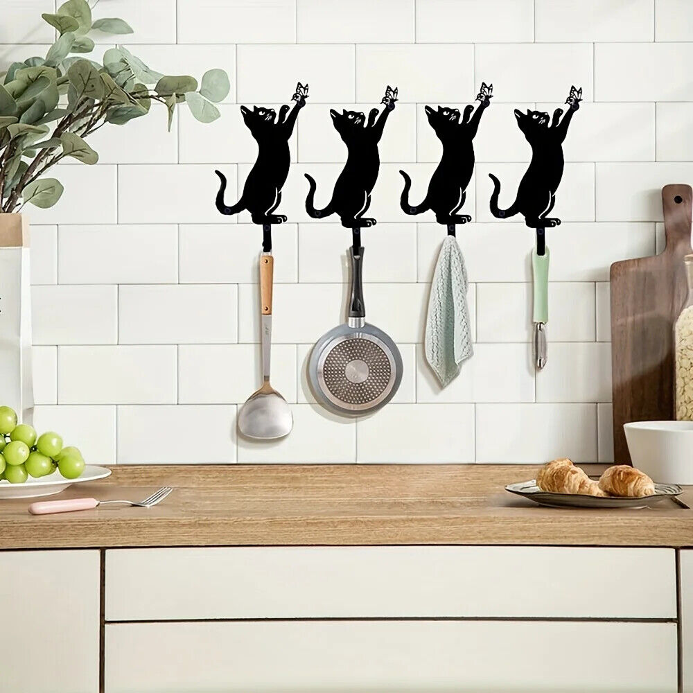 2pcs Cat Key Holder For Wall, Coat Rack Wall Mount, Hook Christmas Decorations