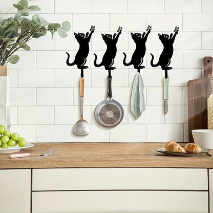 2pcs Cat Key Holder For Wall, Coat Rack Wall Mount, Hook Christmas Decorations