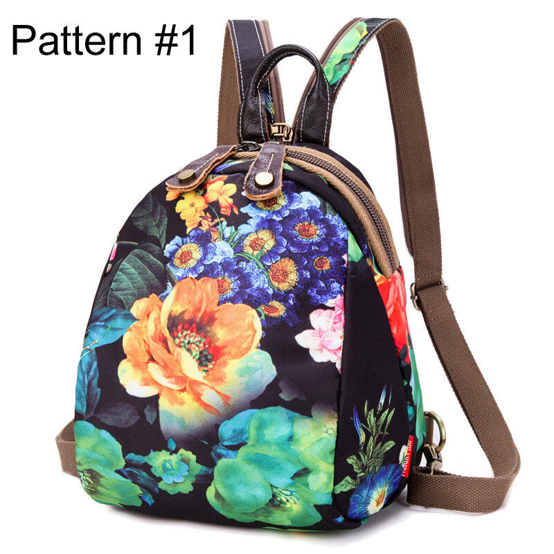 Convertible Floral Nylon Small Backpack Rucksack Sling Bag Chest Pack Purse