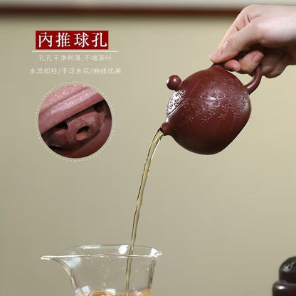 Yixing Zisha Teapot Dragon Blood Sand Plum Xishi Teapot 220cc Tea Set Gift
